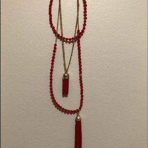 3 Tier Red & Gold Necklace